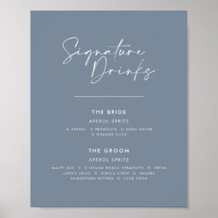 Affiche Boissons de signature mariage moderne minimaliste