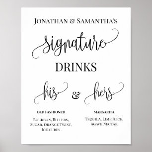 Affiche Boissons de signature minimalistes Panneau de mari