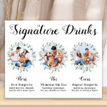 Affiche Boissons de signature personnalisée Élégant Animau<br><div class="desc">Signature Cocktails de vos animaux de compagnie ! Inclure votre meilleur chien, meilleur chat et tout animal de compagnie dans votre mariage avec son bar à boissons signature pour vos invités. Parfait pour les amoureux de les chiens, et un bar spécial chien sera un succès à votre mariage. Blanc simple...</div>