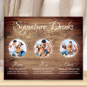 Affiche Boissons de signature personnalisée Rustic Chien M