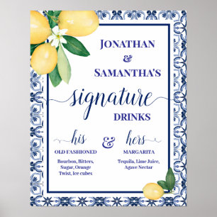 Affiche Boissons de signature Réception de mariage méditer