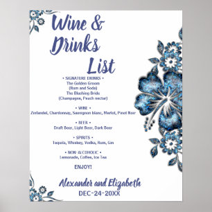 Affiche Boissons Fleur Bleue Liste Mariage de mariage