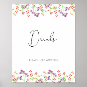 Affiche Boissons Fleurs sauvages servez-vous
