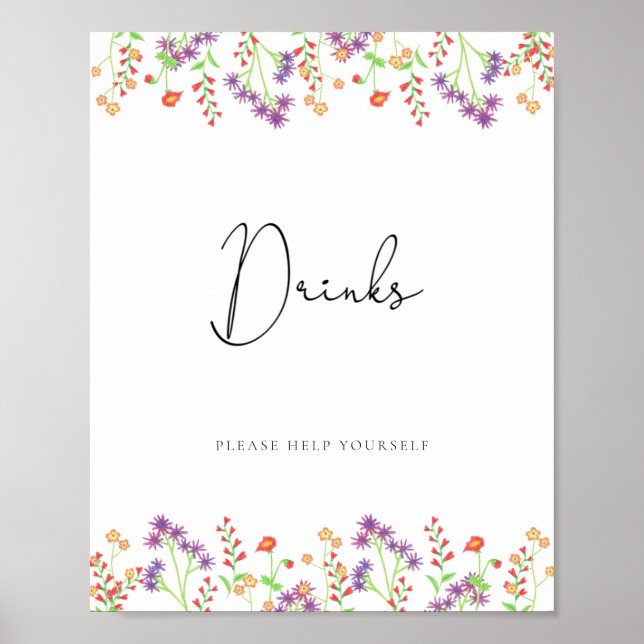 Affiche Boissons Fleurs sauvages servez-vous (Devant)