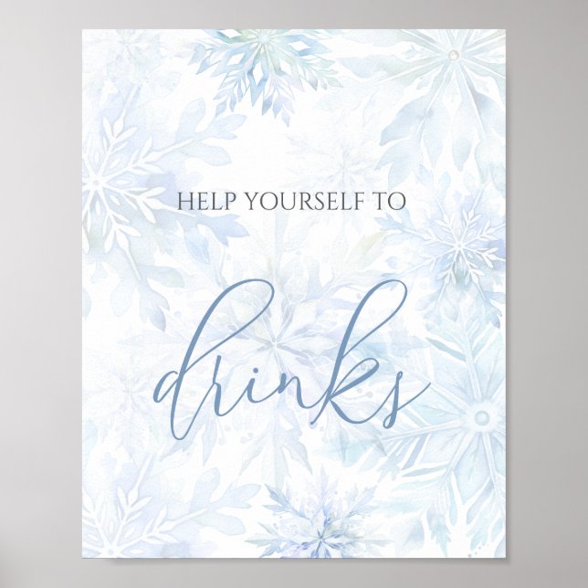 Affiche Boissons Flocon de Neige Bleu pour Baby Shower (Devant)