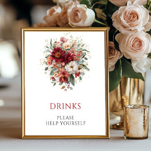 Affiche Boissons Florales Automne Rouge Profond 8x10 sur T