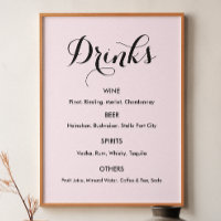 Boissons Menu Mariage rose pâle