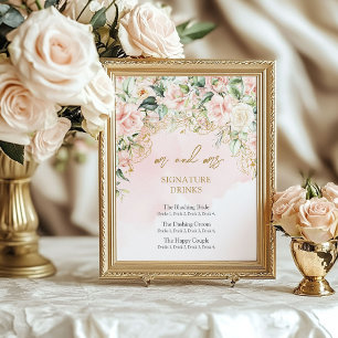 Affiche Boissons modernes de signature rose et or