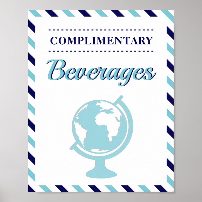 Affiche Boissons Navy Blue Travel Avion Compagnie aérienne (Devant)