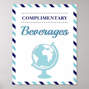 Affiche Boissons Navy Blue Voyage Avion Compagnie aérienne