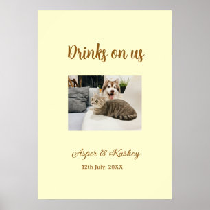 Affiche Boissons offertes bar ouvert photo de mariage coup