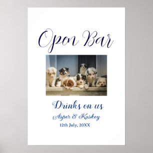 Affiche Boissons offertes bar ouvert photo de mariage coup