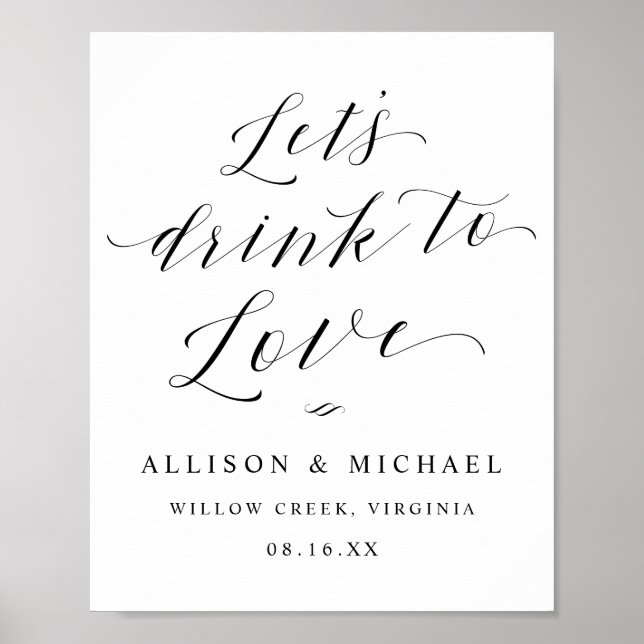 Affiche Boissons pour aimer Script Réception Dîner Signe (Devant)