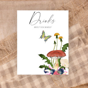 Affiche Boissons pour Baby Shower CHAMPIGNONS SAUVAGES