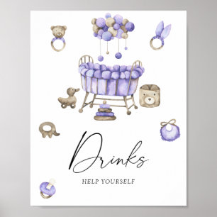 Affiche Boissons pour baby shower de la nurserie