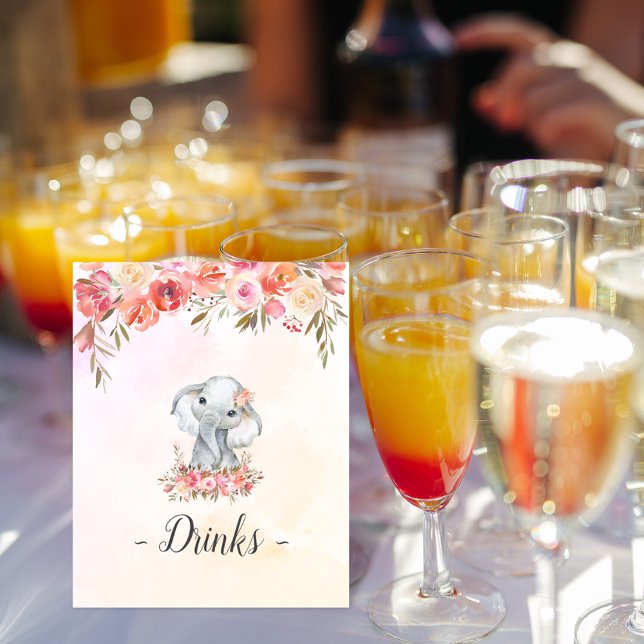 Affiche Boissons pour Baby Shower Éléphant Bébé (Créateur téléchargé)