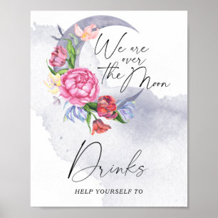 Affiche Boissons pour Baby Shower Fleurs au-Dessus de la L