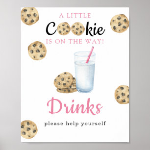 Affiche Boissons pour Baby shower Gâteaux & lait à l'aquar