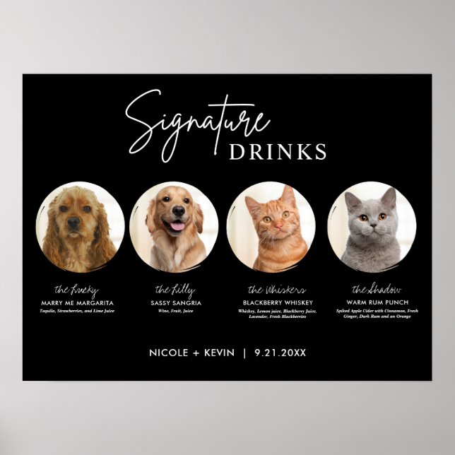 Affiche Boissons Signature Animaux de Compagnie Imprimable (Devant)