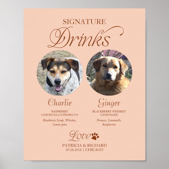 Affiche Boissons Signature Animaux de Compagnie Signe de M (Devant)
