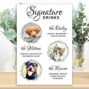 Affiche Boissons Signature Animaux Personnalisées Bar à Co