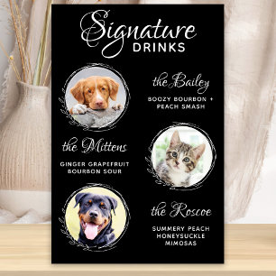 Affiche Boissons Signature Animaux Personnalisées Bar à Co