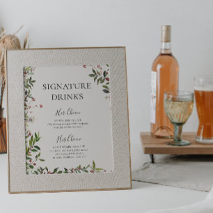 Affiche Boissons Signature au Champagne Botanique Chic des