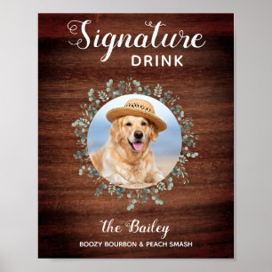 Affiche Boissons Signature Bar pour Chiens Mariage Photo R