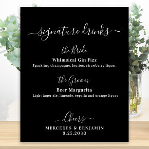 Affiche Boissons Signature Black Bar de Mariage Personnali