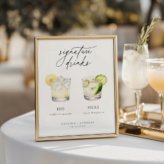 Affiche Boissons Signature Chic Contemporain Mariage