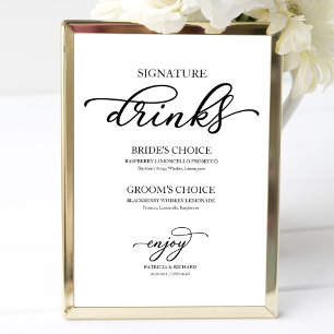Affiche Boissons Signature Chic Écriture Noire