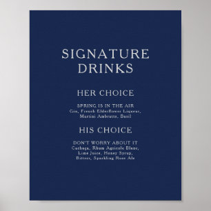 Affiche Boissons Signature Classiques Minimalistes Bleu Nu