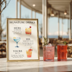 Affiche Boissons Signature Cocktail de Mariage