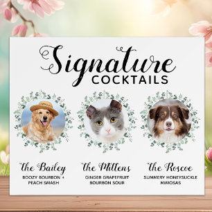 Affiche Boissons Signature Cocktails Mariage de chiens 3 P