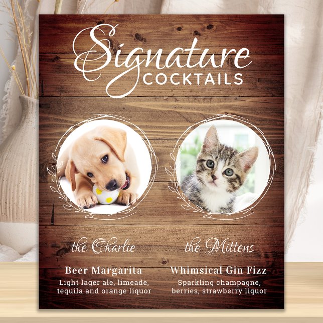 Affiche Boissons Signature de Chien Rustique Mariage sur m (Créateur téléchargé)