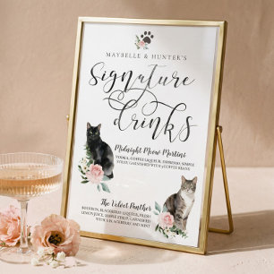 Affiche Boissons Signature de Couple Chats Aquarelle Migno