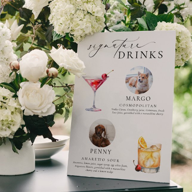 Affiche Boissons Signature de la Photo de l'animal de comp (Pet Photo Signature Drinks Sign Ellesmere )
