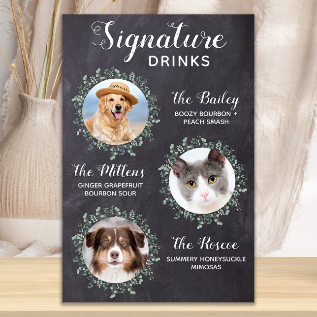 Affiche Boissons Signature de Mariage d'Animaux 3 Panneau  (Créateur téléchargé)