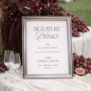 Affiche Boissons Signature de Mariage Ivory & Brown