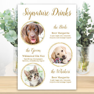 Affiche Boissons Signature Elégant Mariage de Chien en Or
