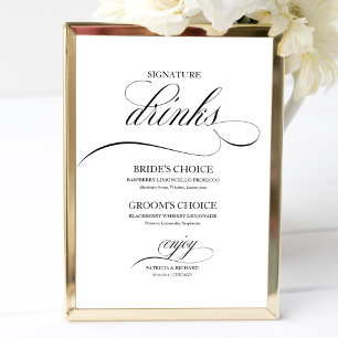 Affiche Boissons Signature Élégant Script Noir
