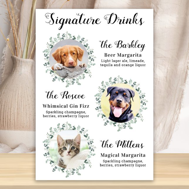 Affiche Boissons Signature Élégantes Mariage de Chien 3 Ph (Créateur téléchargé)