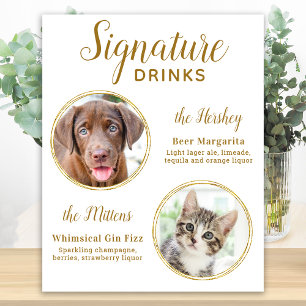 Affiche Boissons Signature Élégantes Mariage de Chien Phot