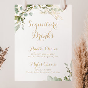 Affiche Boissons Signature Eucalyptus Vert Sauge Or