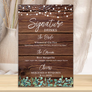 Affiche Boissons Signature Guirlandes Lumineuses Bar de Ma