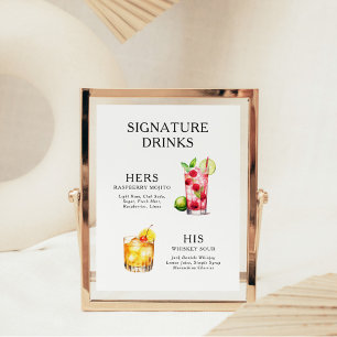 Affiche Boissons Signature Menu de cocktail de mariage Aff