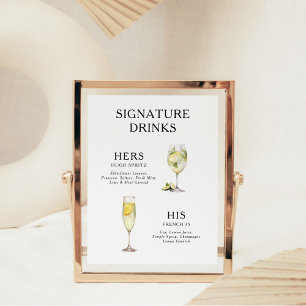 Affiche Boissons Signature Menu de cocktail de mariage Aff