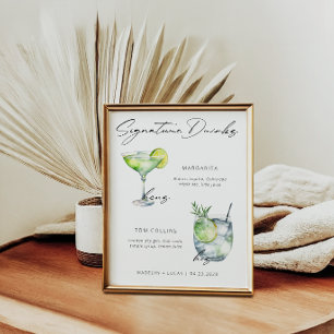 Affiche Boissons Signature Modernes Noir Blanc 