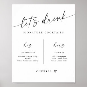 Affiche Boissons Signature Panneau de mariage moderne manu