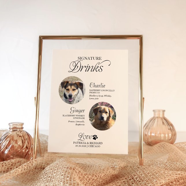 Affiche Boissons Signature Photo Animaux de Compagnie Pann (Créateur téléchargé)